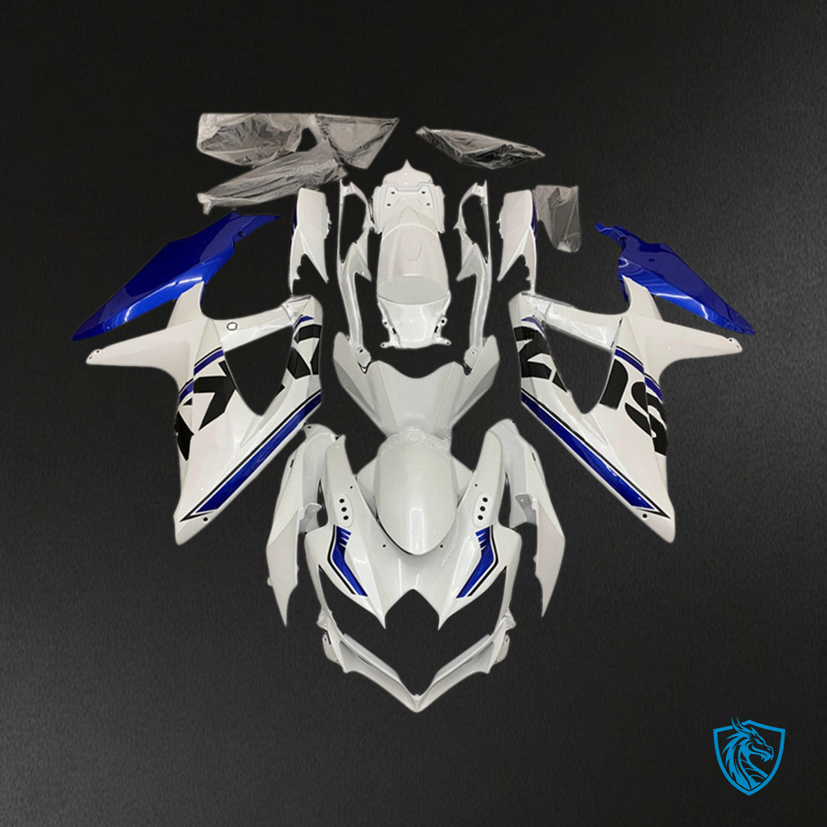 Suzuki GSXR 600-750 (2008-2010) White & Blue K8 body plastic - Fairing Kit | ABS Bodywork