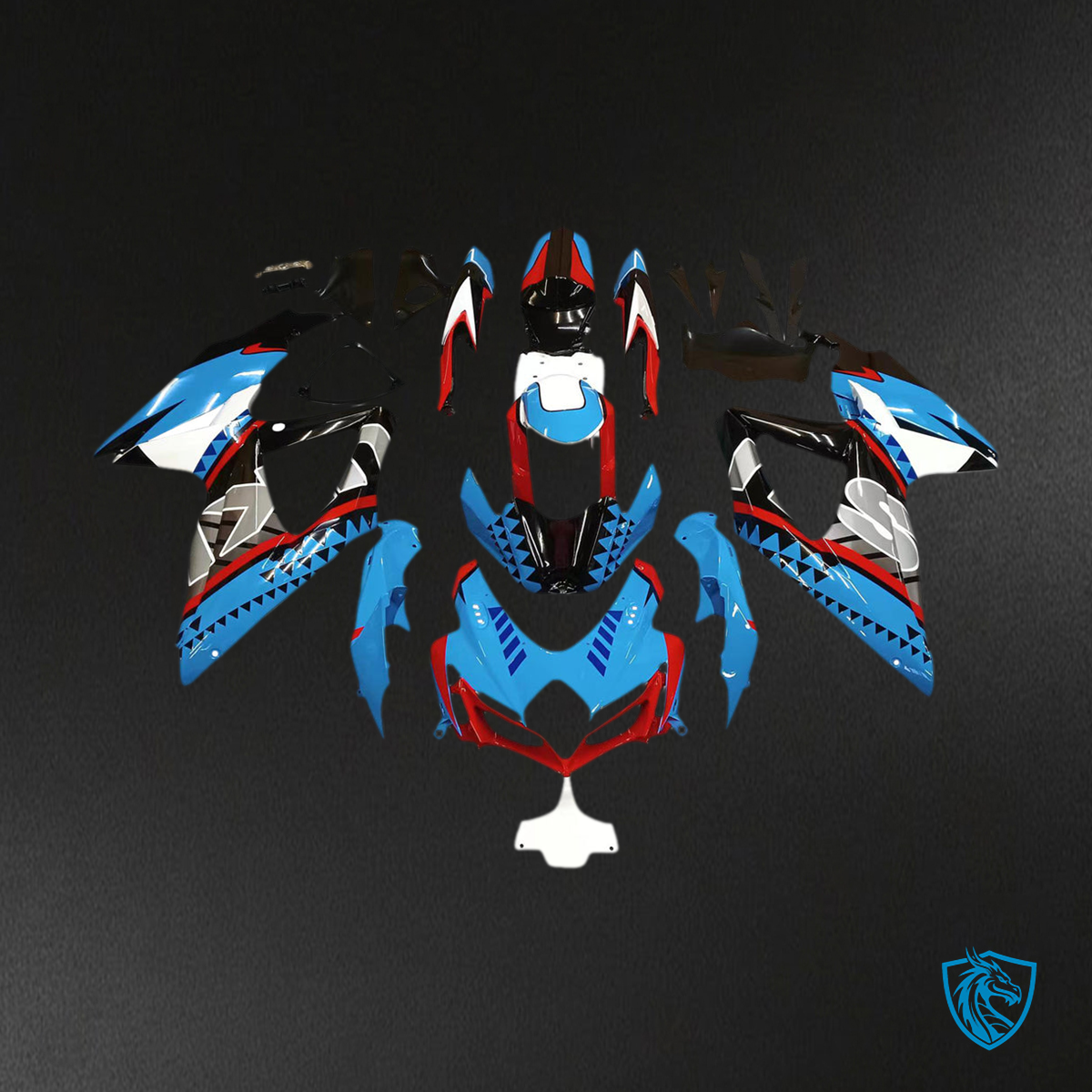 Suzuki GSXR 600-750 (2008-2010) White, Blue & Red K8 body plastic - Custom ABS Fairing Kit