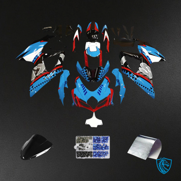 Suzuki GSXR 600-750 (2008-2010) White, Blue & Red K8 body plastic - Custom ABS Fairing Kit
