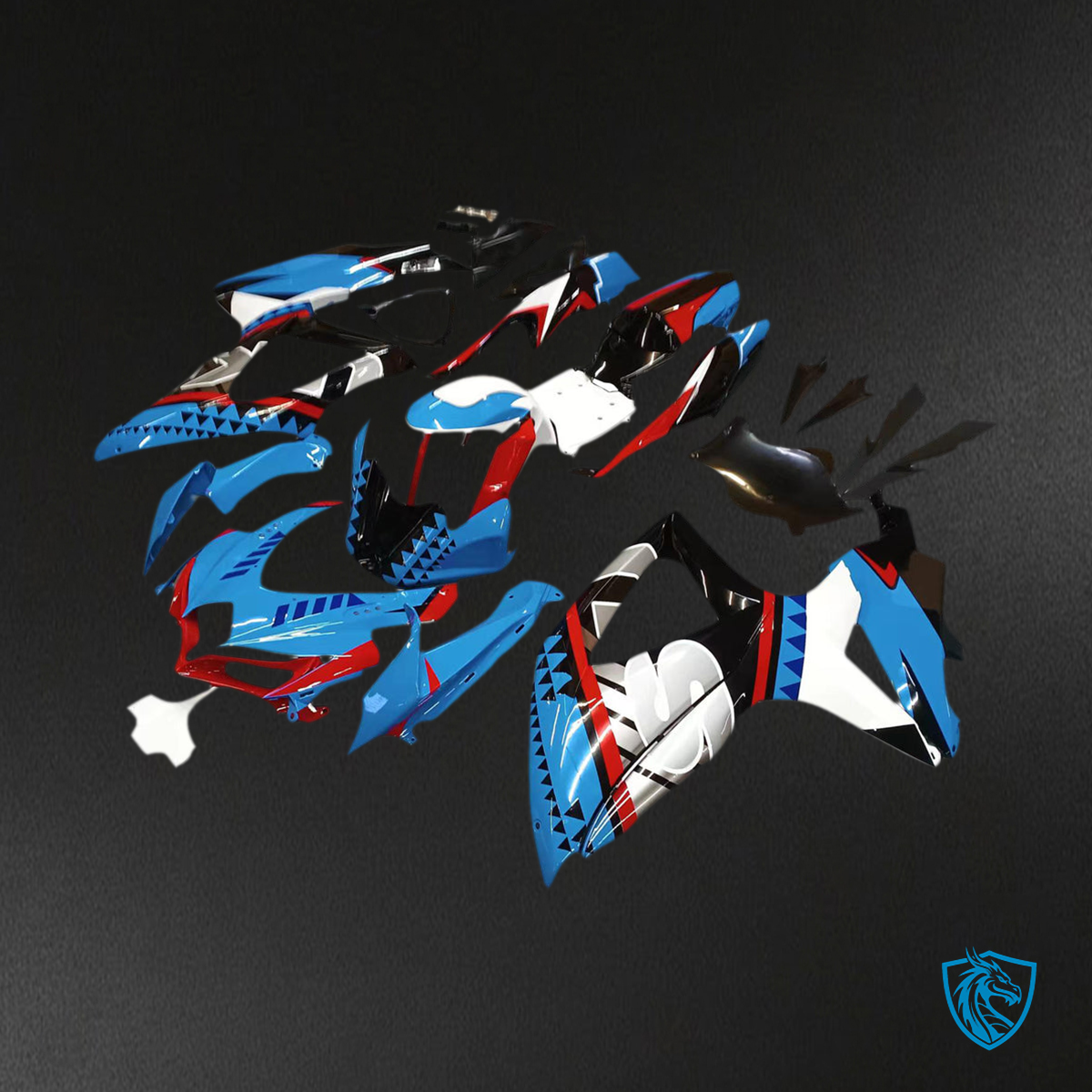 Suzuki GSXR 600-750 (2008-2010) White, Blue & Red K8 body plastic - Custom ABS Fairing Kit