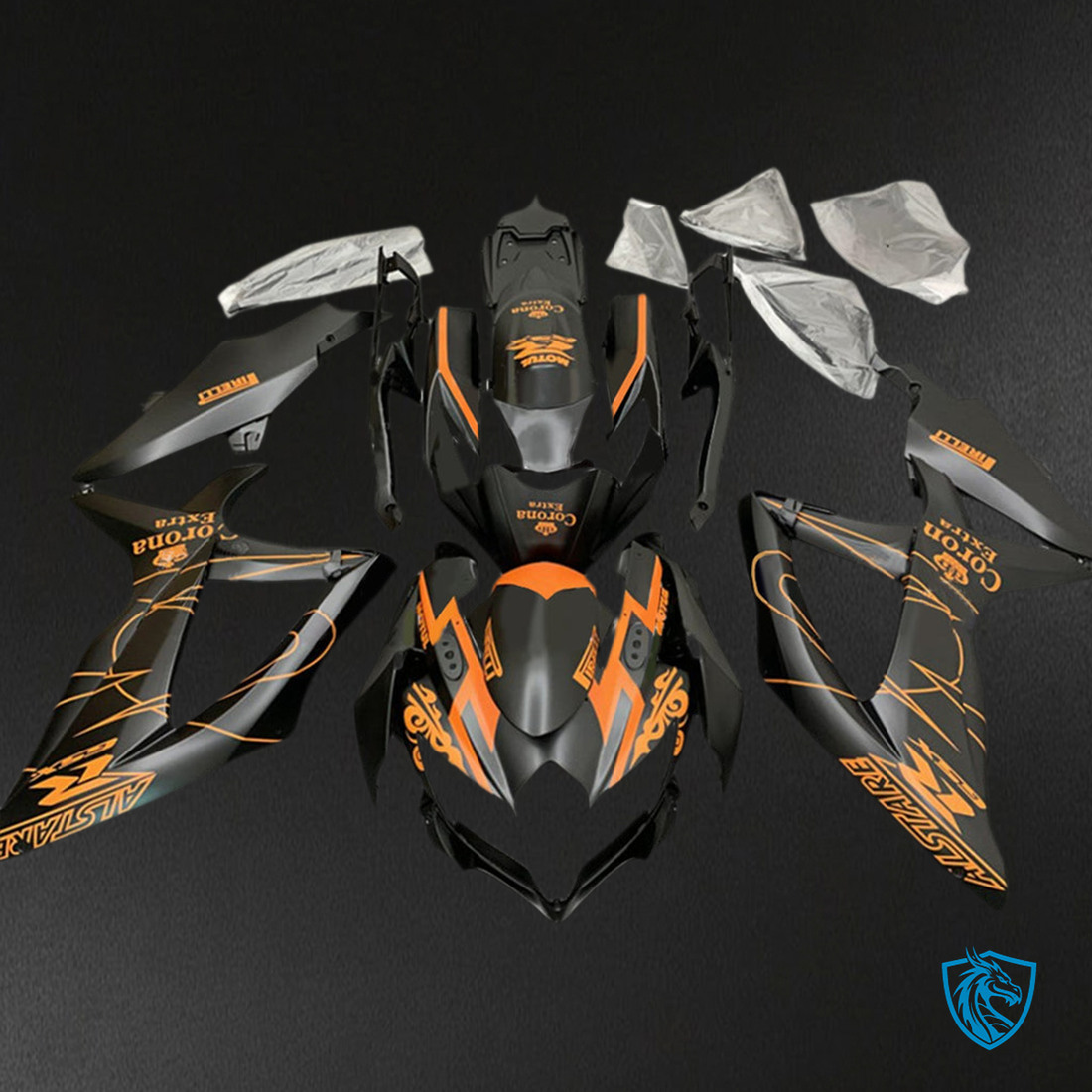 Suzuki GSXR 600-750 (2008-2010) Black & Orange K8 - Custom ABS Fairing Kit