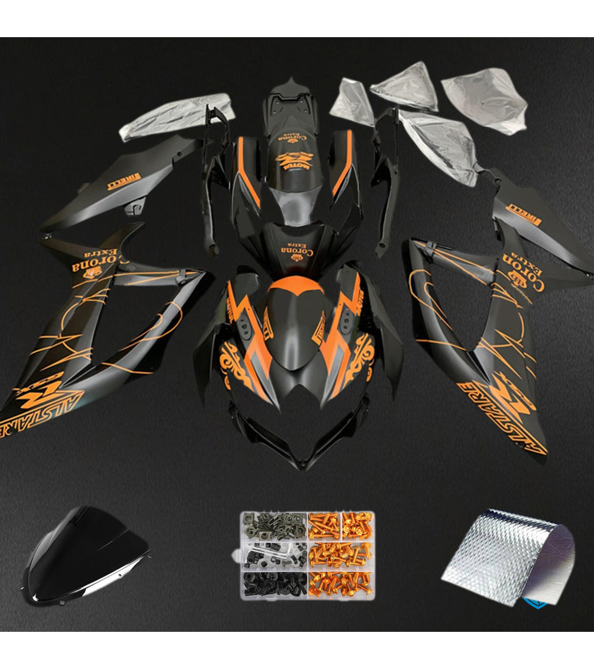 Suzuki GSXR 600-750 (2008-2010) Black & Orange K8 - Custom ABS Fairing Kit