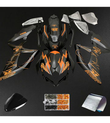 Suzuki GSXR 600-750 (2008-2010) Black & Orange K8 - Custom ABS Fairing Kit