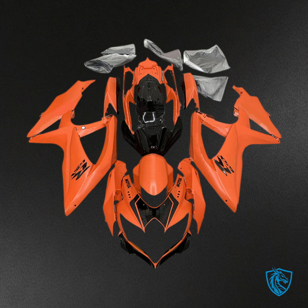 Suzuki GSXR 600-750 (2008-2010) Orange & Black K8 - MERGEment Motorcycle Fairings Kit