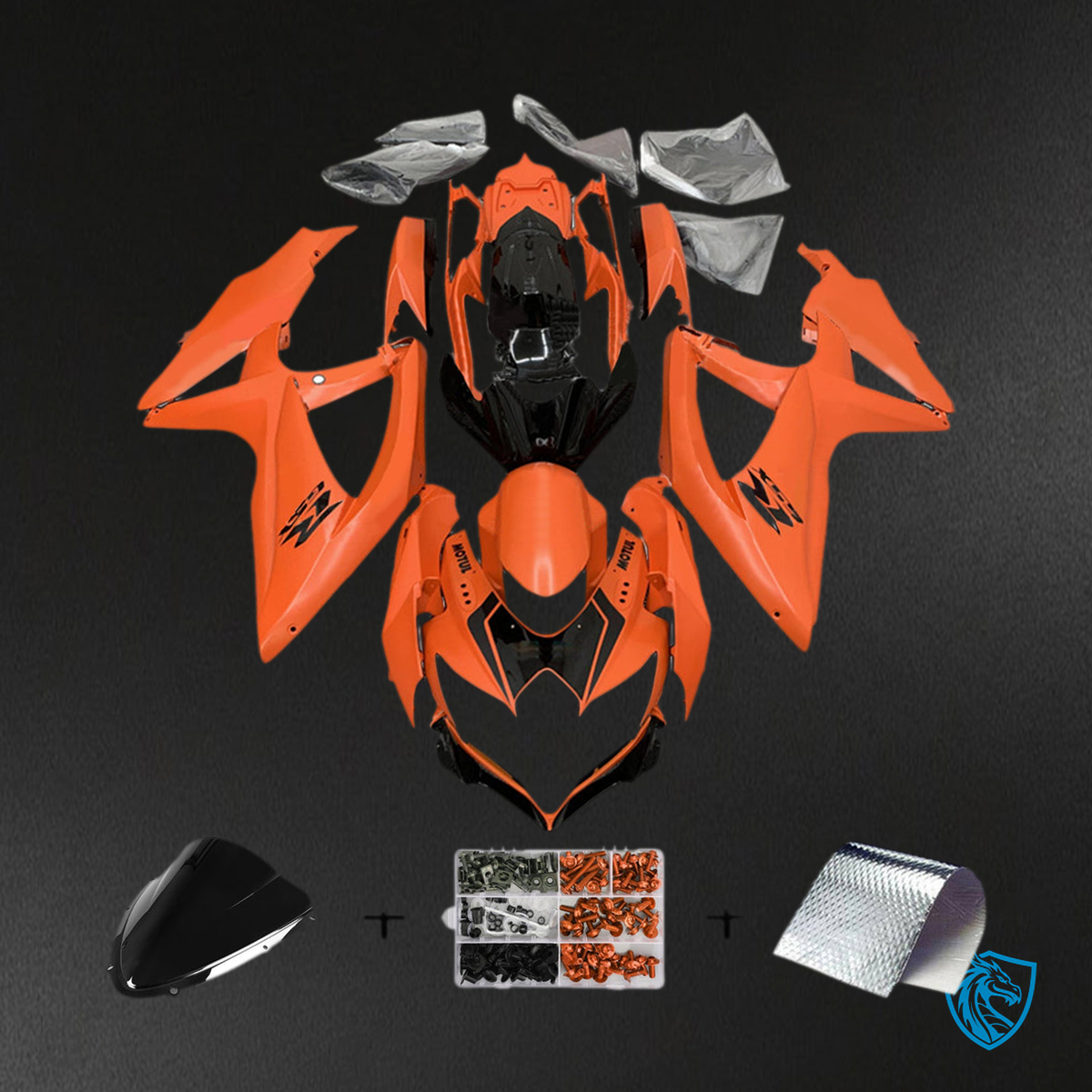 Suzuki GSXR 600-750 (2008-2010) Orange & Black K8 - MERGEment Motorcycle Fairings Kit