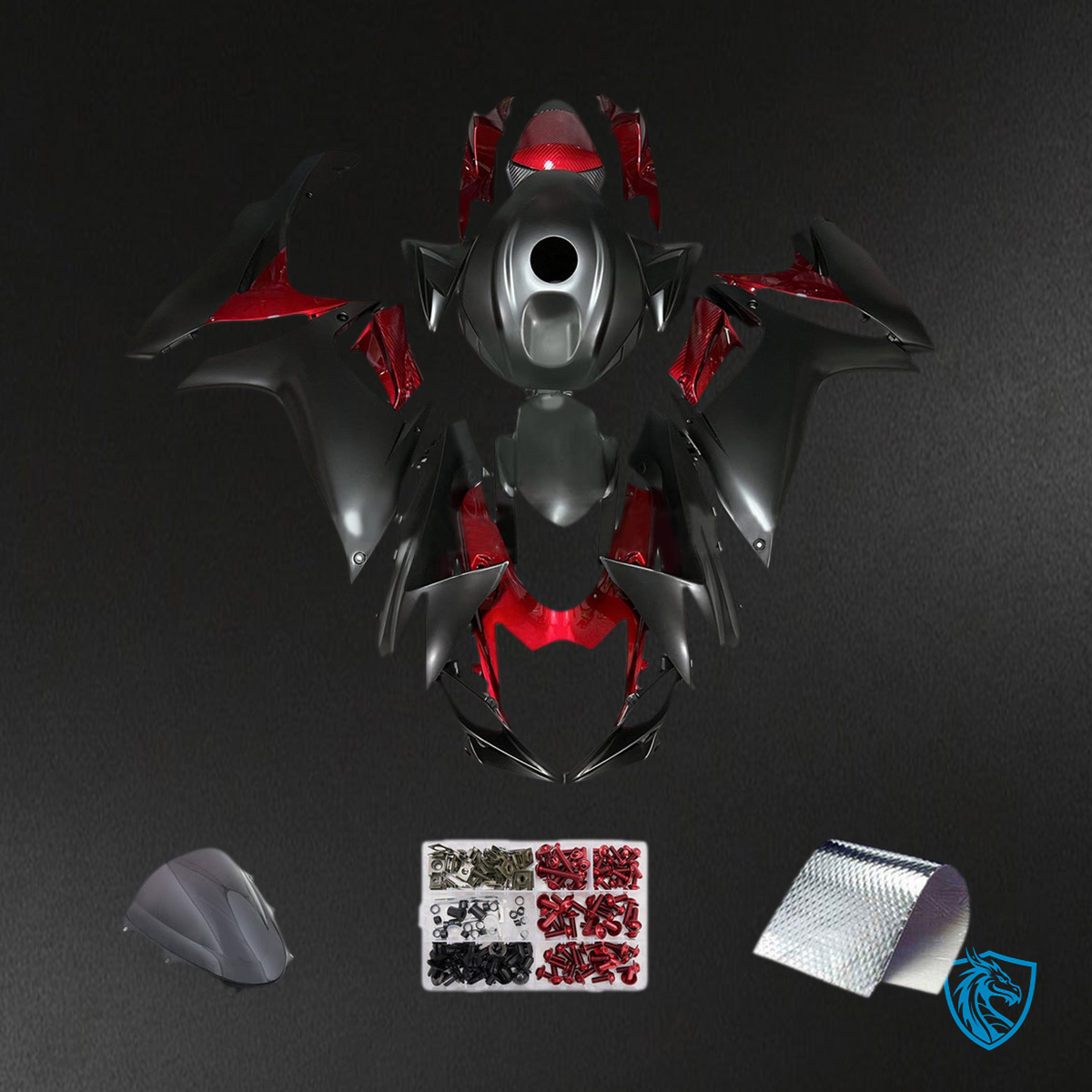 Suzuki GSXR600/750 (2011-2025) K11 Gloss Black & Red - Custom ABS Fairing Kit