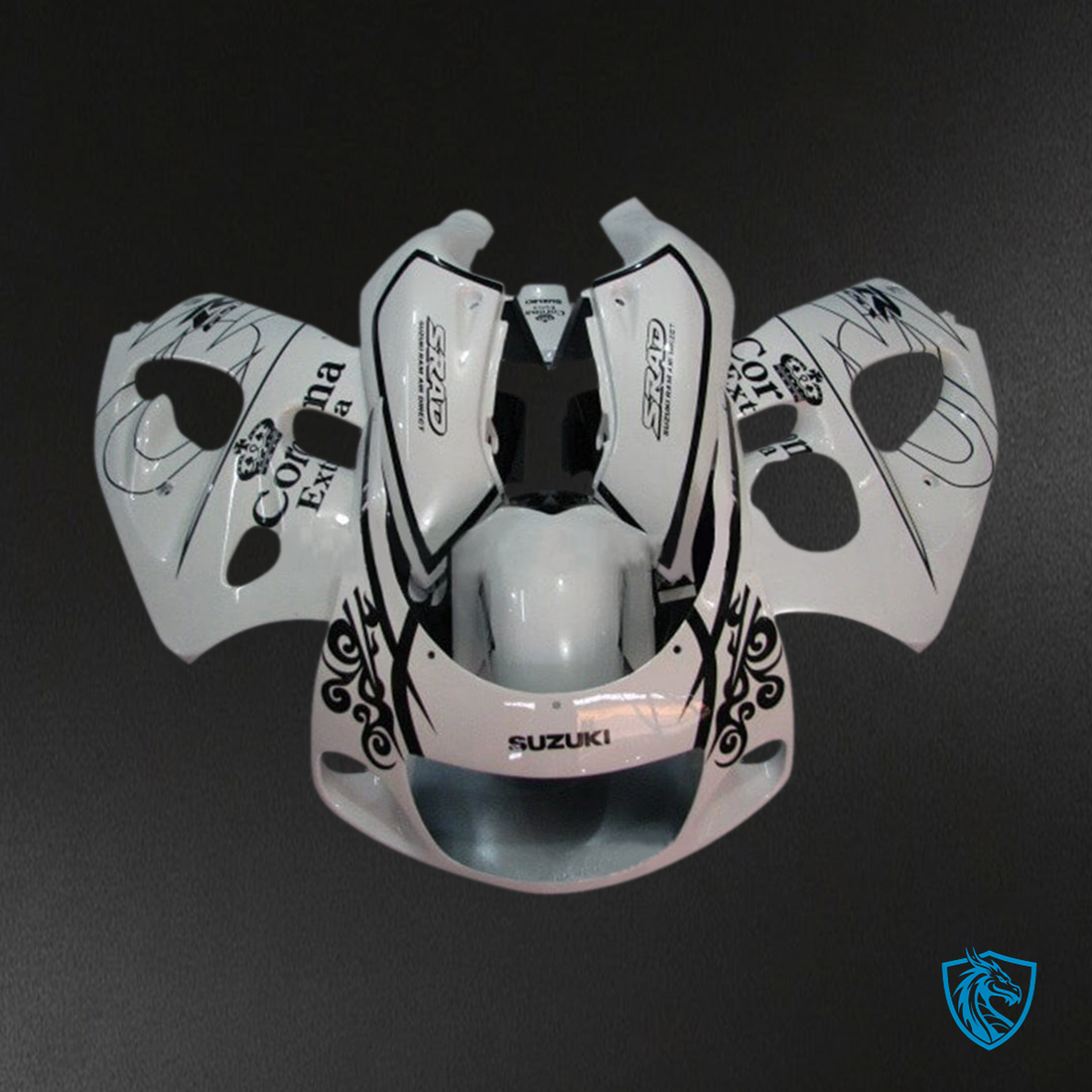 Suzuki GSXR600 (1996-2000) Gloss White & Black Fairing Kit - Aftermarket ABS Bodywor
