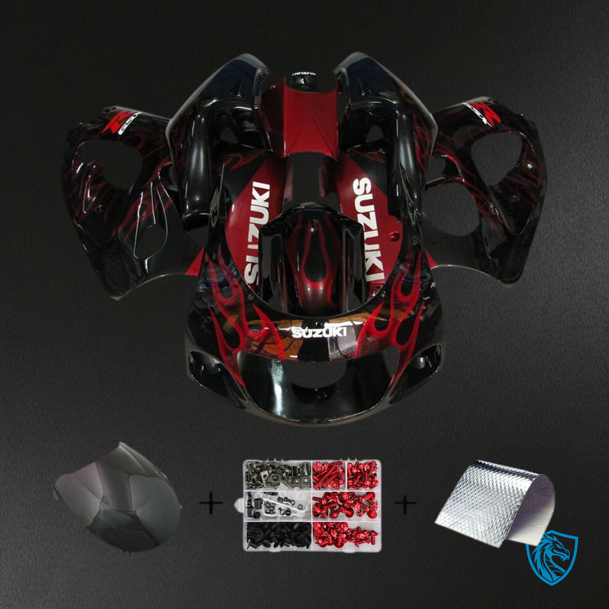 Suzuki GSXR600 (1996-2000) Red & Gloss Black - Custom ABS Fairing Kit