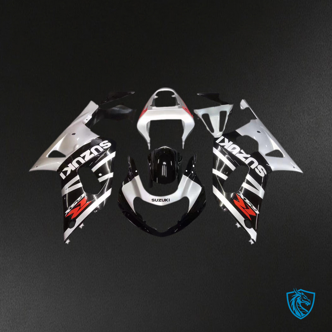 Suzuki GSXR 600 (2001-2003) Black & Silver Racing Generic Fairing Kit - Aftermarket ABS Bodywork
