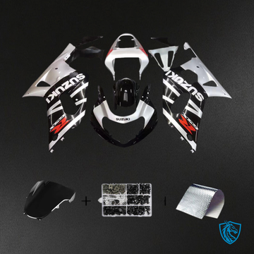 Suzuki GSXR 600 (2001-2003) Black & Silver Racing Generic Fairing Kit - Aftermarket ABS Bodywork