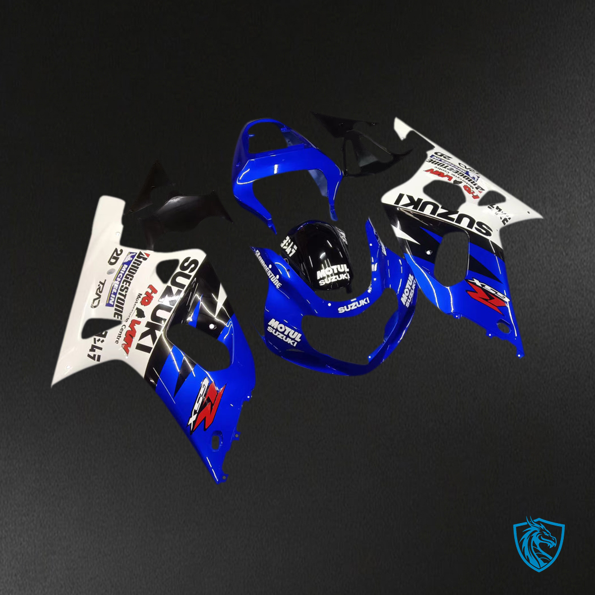 Suzuki GSXR600 (2001-2003) Blue, White & Black Racing Generic - Custom ABS Fairing Kit