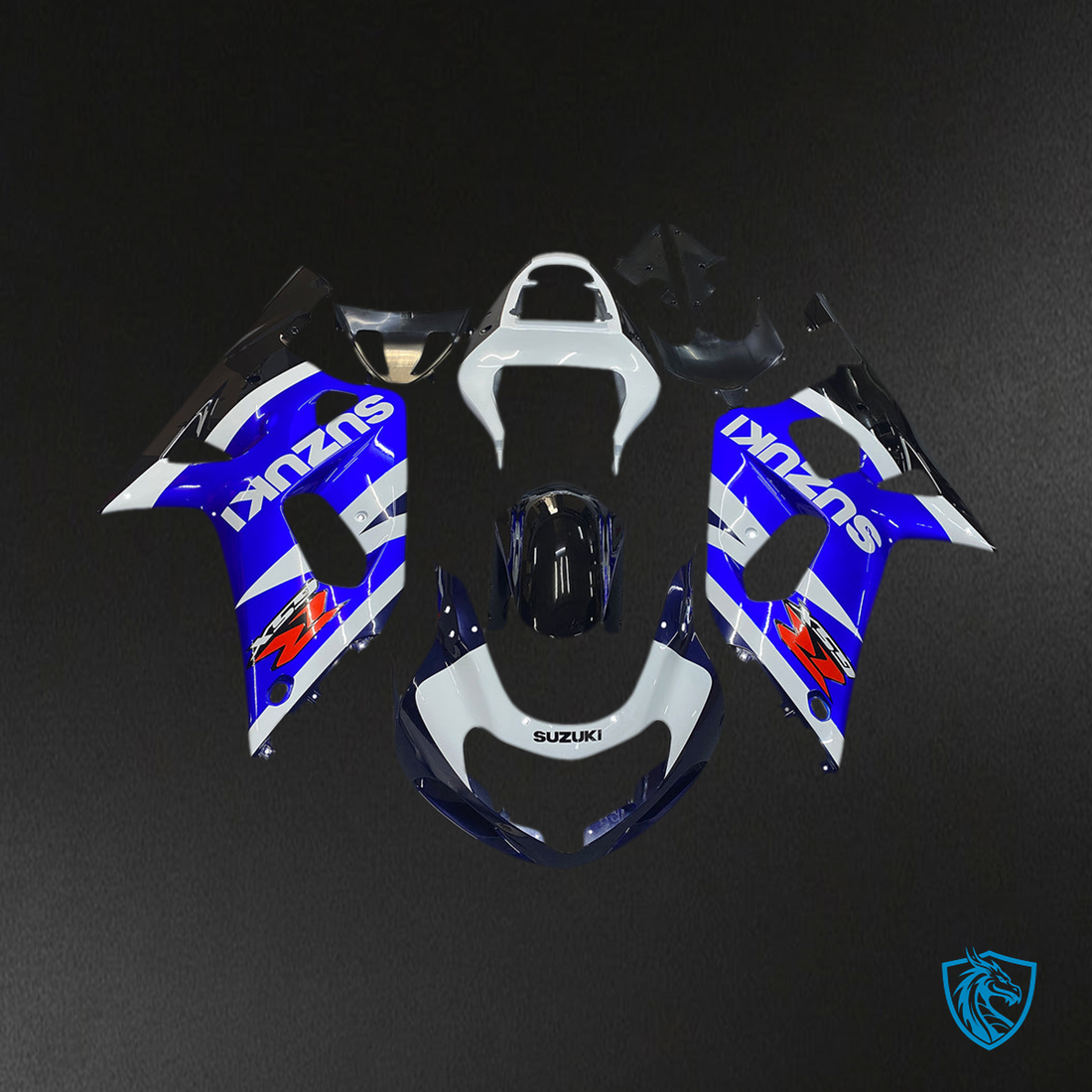 Suzuki GSXR 600 (2001-2003) Blue, White & Black Racing Generic - Custom ABS Fairing Kit
