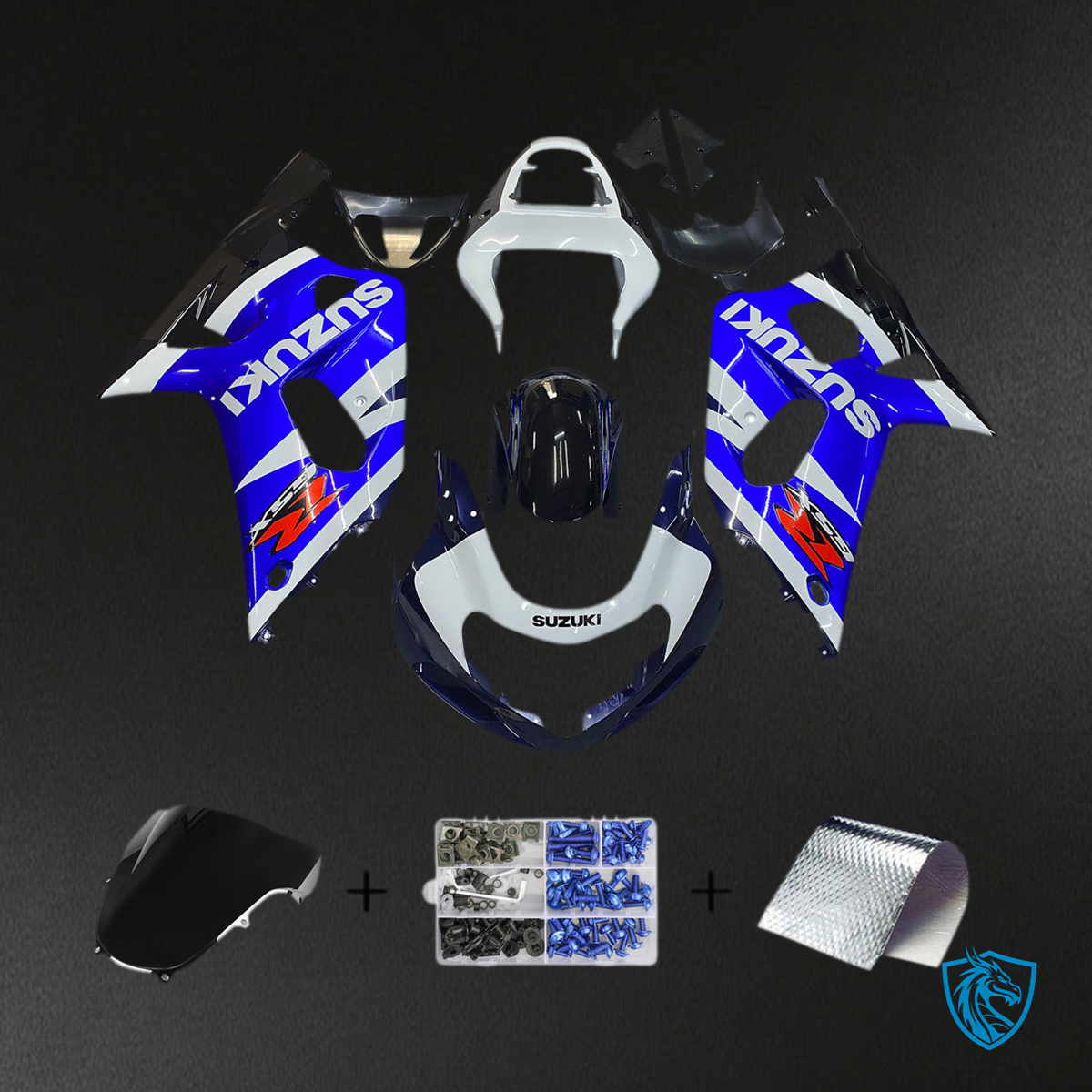 Suzuki GSXR 600 (2001-2003) Blue, White & Black Racing Generic - Custom ABS Fairing Kit