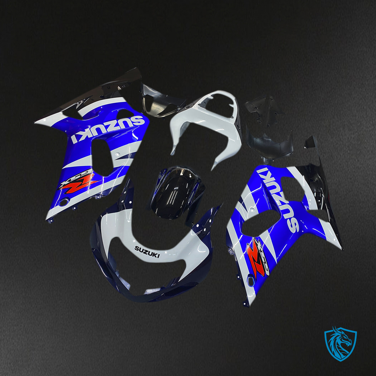 Suzuki GSXR 600 (2001-2003) Blue, White & Black Racing Generic - Custom ABS Fairing Kit