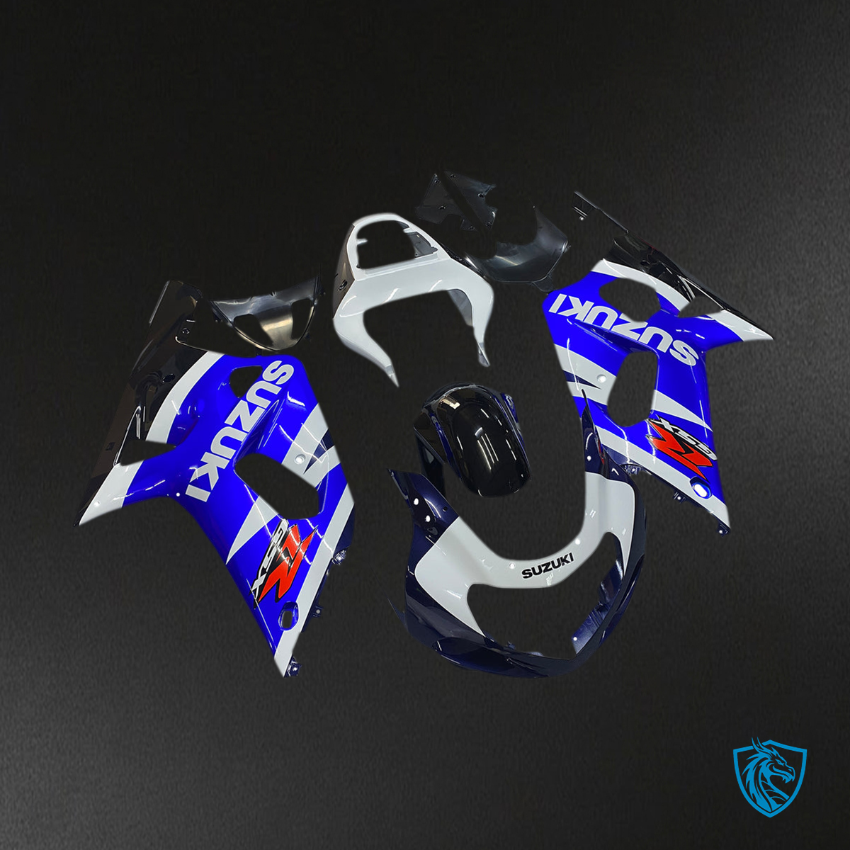 Suzuki GSXR 600 (2001-2003) Blue, White & Black Racing Generic - Custom ABS Fairing Kit