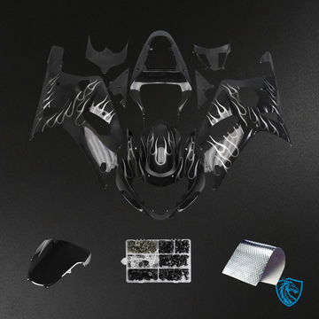 Suzuki GSXR 600-750 (2000-2003) Black with Flame - Fairing Kit