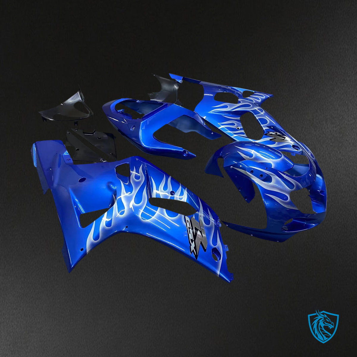 Suzuki GSXR600 (2001-2003) GSXR750 (2000-2003) Blue with Flame - Fairing Kit