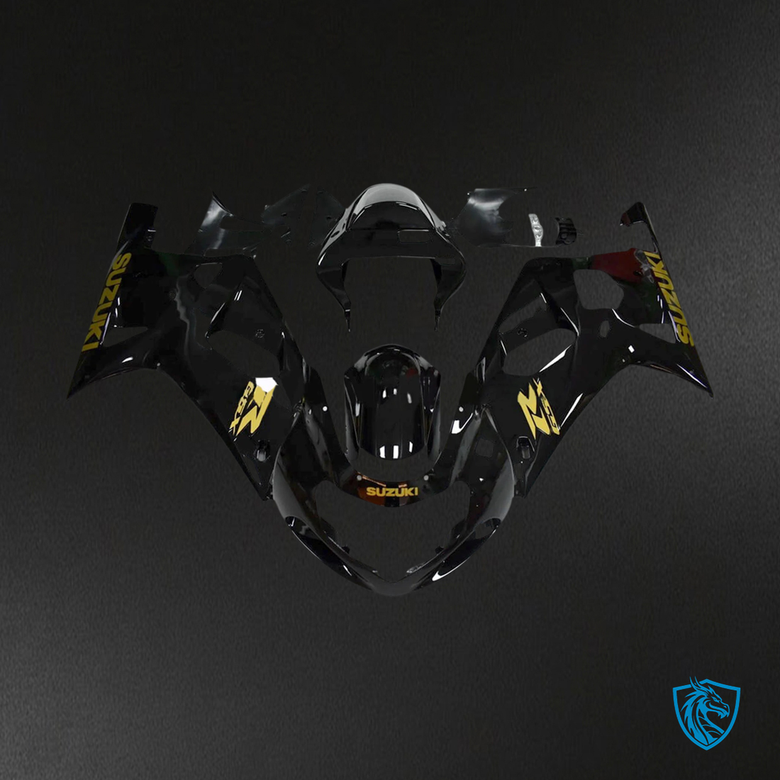 Suzuki GSXR600 (2001-2003) GSXR750 (2000-2003) Gloss Black with Gold Logo - Fairing Kit