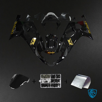 Suzuki GSXR600 (2001-2003) GSXR750 (2000-2003) Gloss Black with Gold Logo - Fairing Kit
