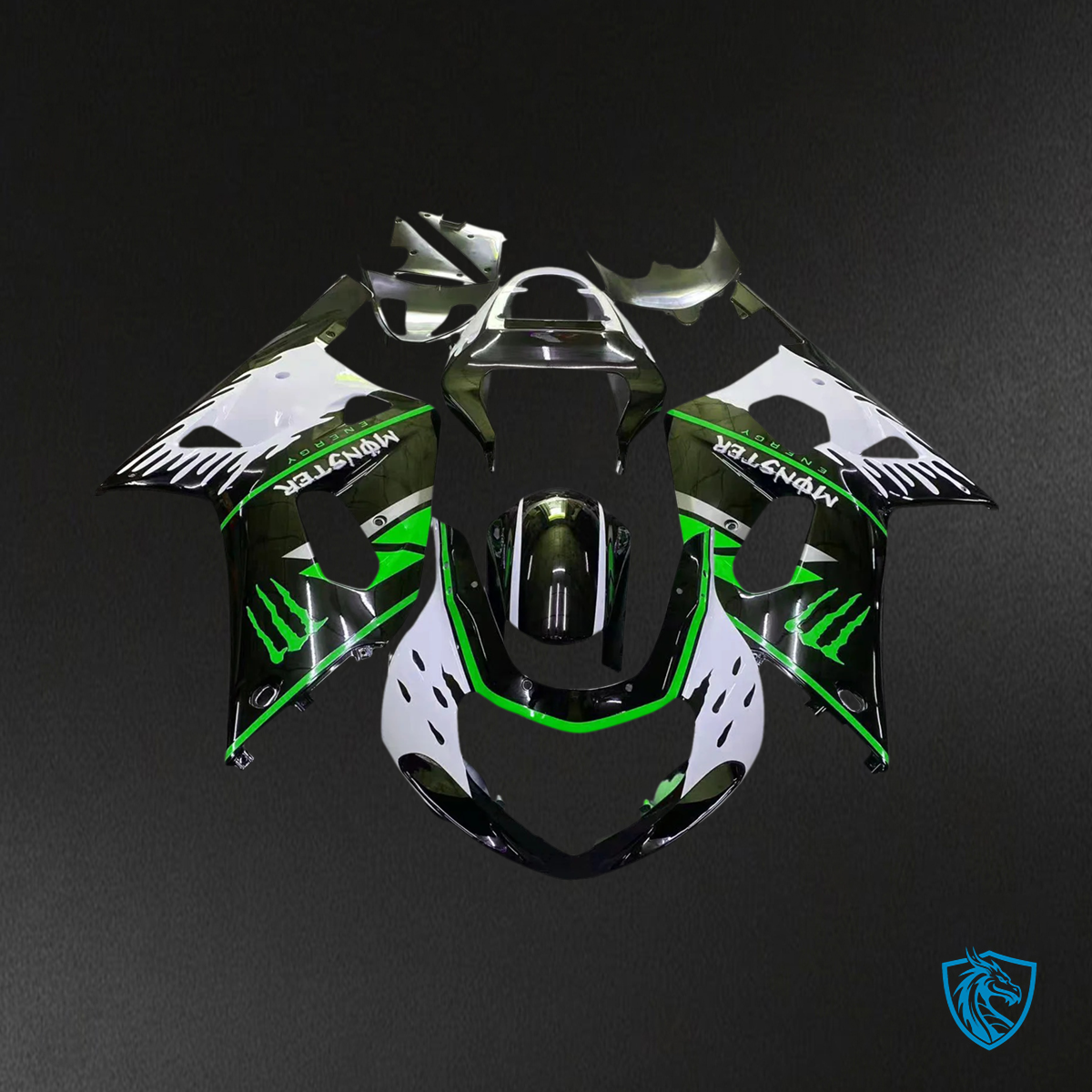 Suzuki GSXR600 (2001-2003) GSXR750 (2000-2003) Green & Black - Fairing Kit