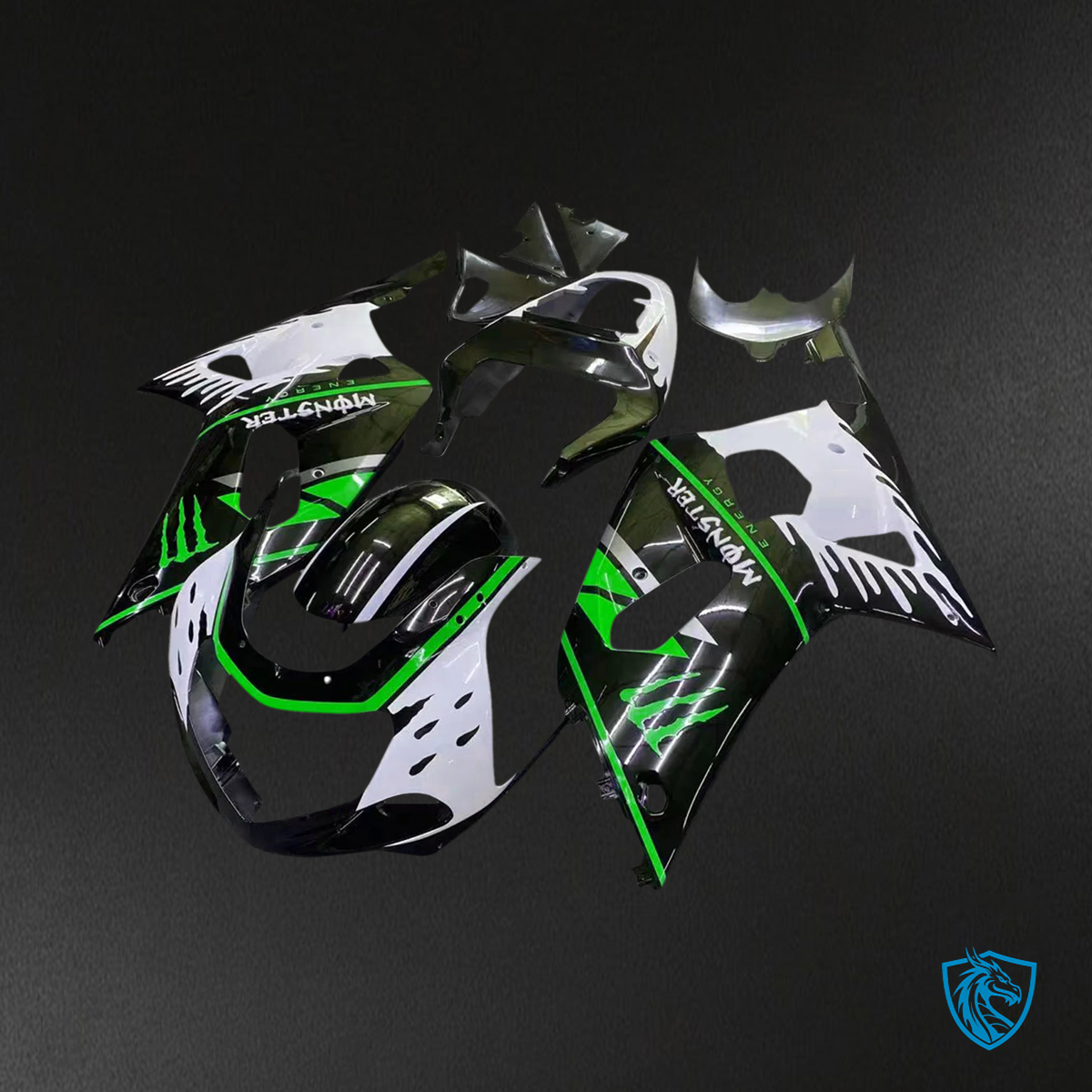 Suzuki GSXR600 (2001-2003) GSXR750 (2000-2003) Green & Black - Fairing Kit