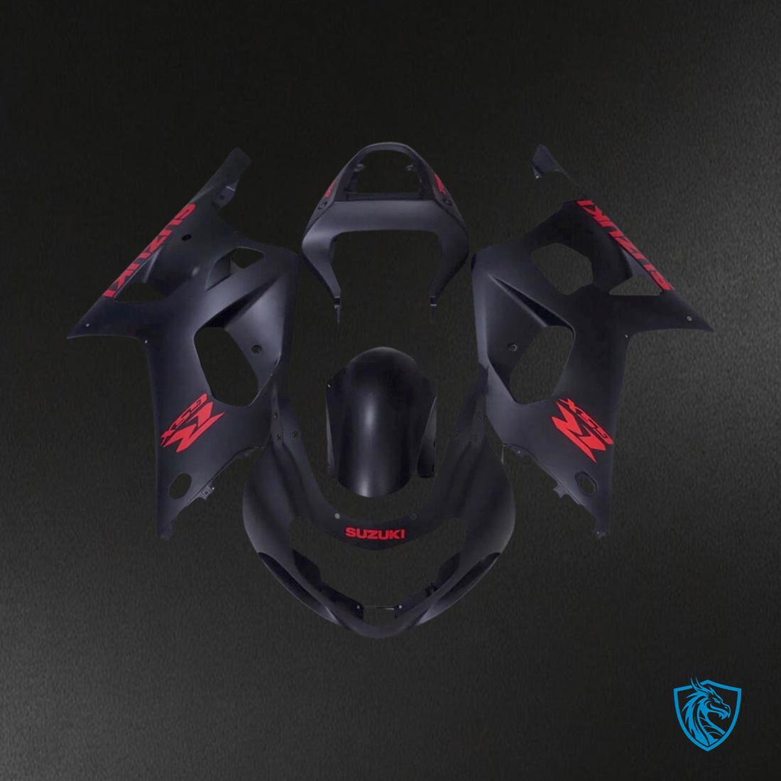 Suzuki GSXR600 (2001-2003) GSXR750 K1 (2000-2003) Matte Black & Red Logo - Fairing Kit