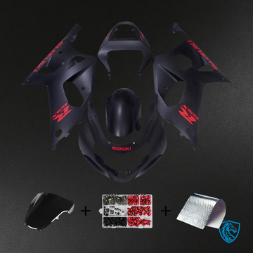 Suzuki GSXR600 (2001-2003) GSXR750 K1 (2000-2003) Matte Black & Red Logo - Fairing Kit