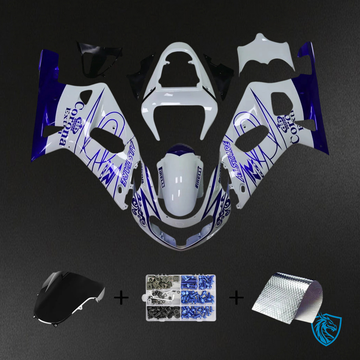 Suzuki GSXR600 (2001-2003) GSXR750 (2000-2003) White & Blue Stripe - Fairing Kit