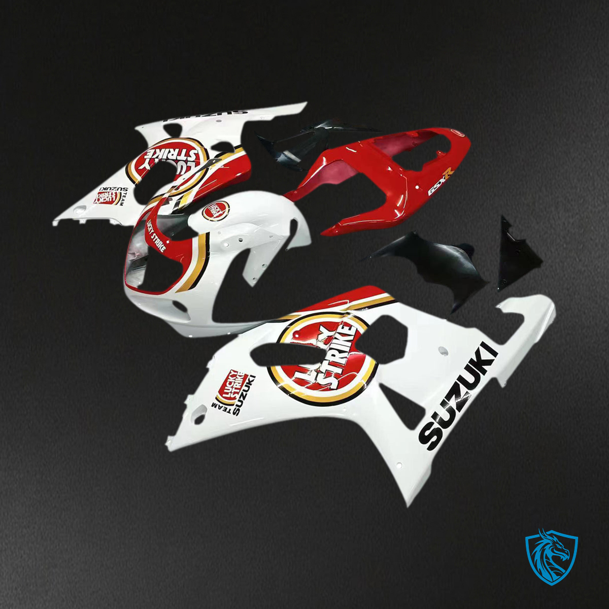 Suzuki GSXR 600 (2001-2003) White & Red Lucky Strike Racing Generic - MERGEment Motorcycle Fairings Kit