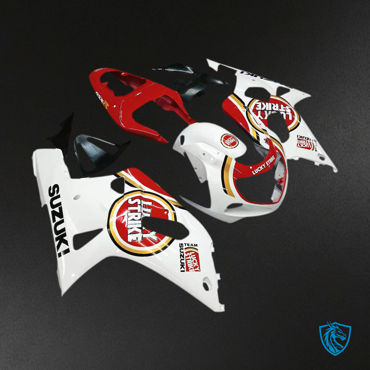 Suzuki GSXR 600 (2001-2003) White & Red Lucky Strike Racing Generic - MERGEment Motorcycle Fairings Kit