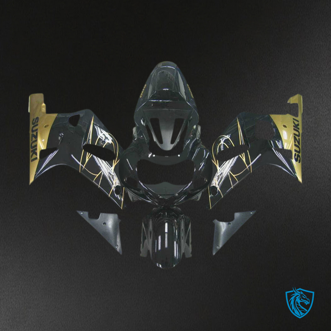 Suzuki GSXR600 (2001-2003) Black & Gold Plastic ABS - Custom ABS Fairing Kit