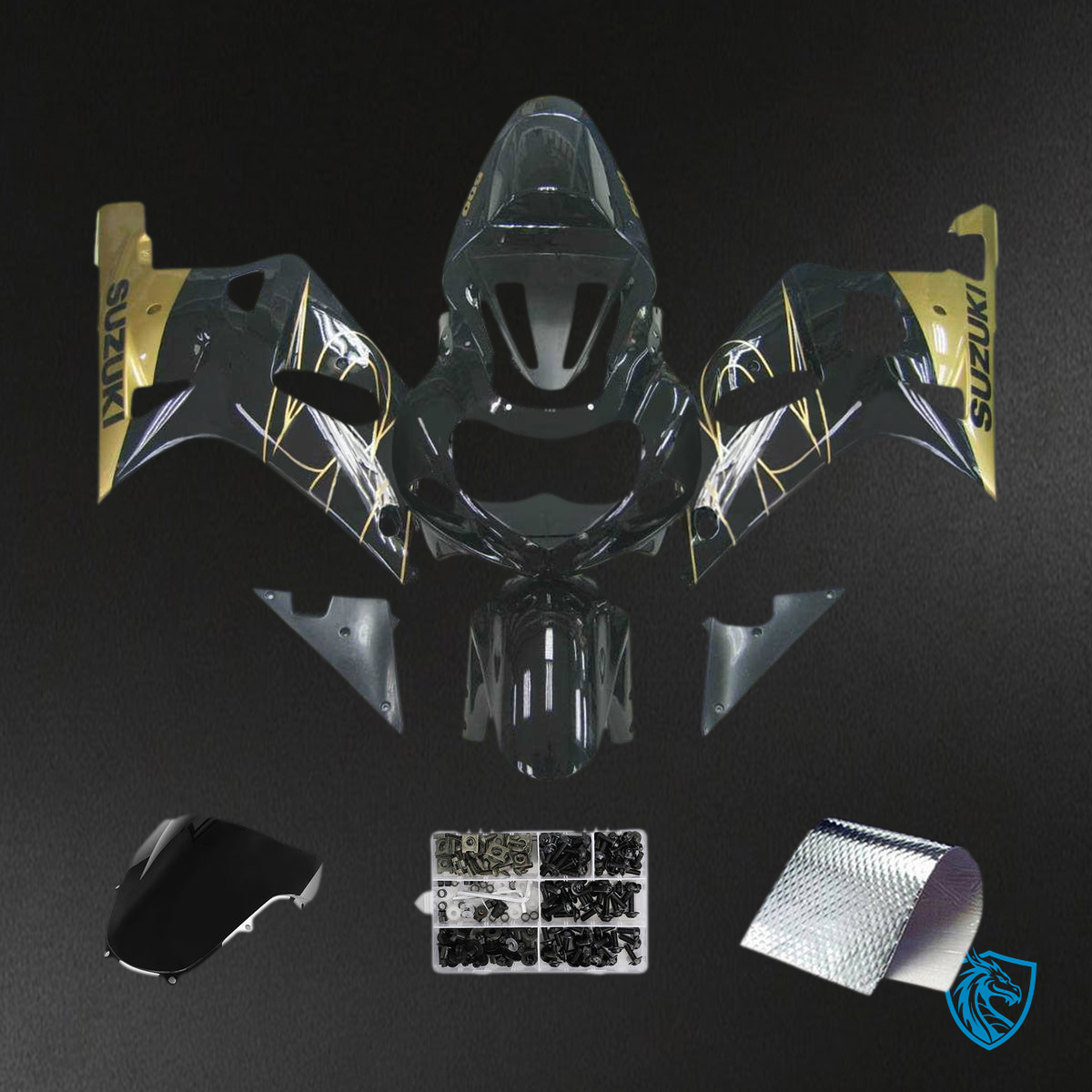 Suzuki GSXR600 (2001-2003) Black & Gold Plastic ABS - Custom ABS Fairing Kit