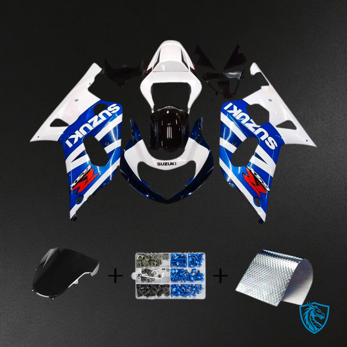 Suzuki GSXR600 (2001-2003) Blue, White & Black - Custom ABS Fairing Kit
