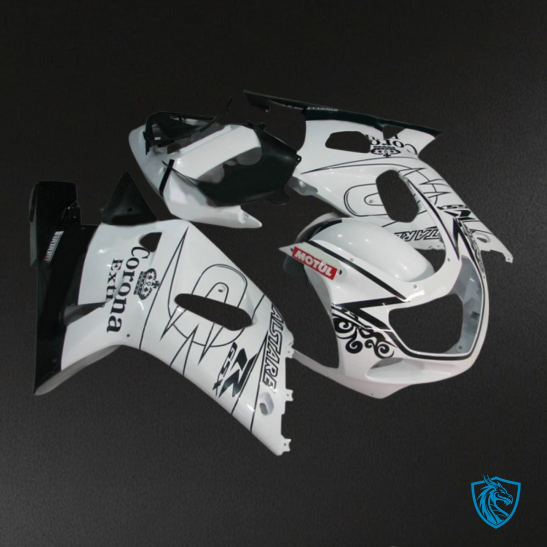 Suzuki GSXR600/750 (2001-2003) White & Black - Replacement Motorcycle Fairings Kit