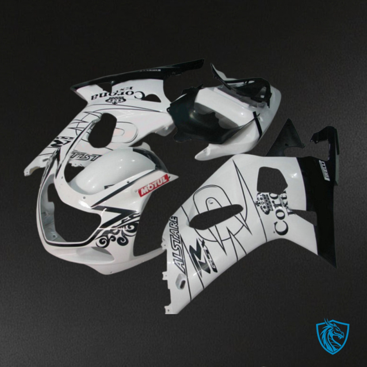 Suzuki GSXR600/750 (2001-2003) White & Black - Replacement Motorcycle Fairings Kit