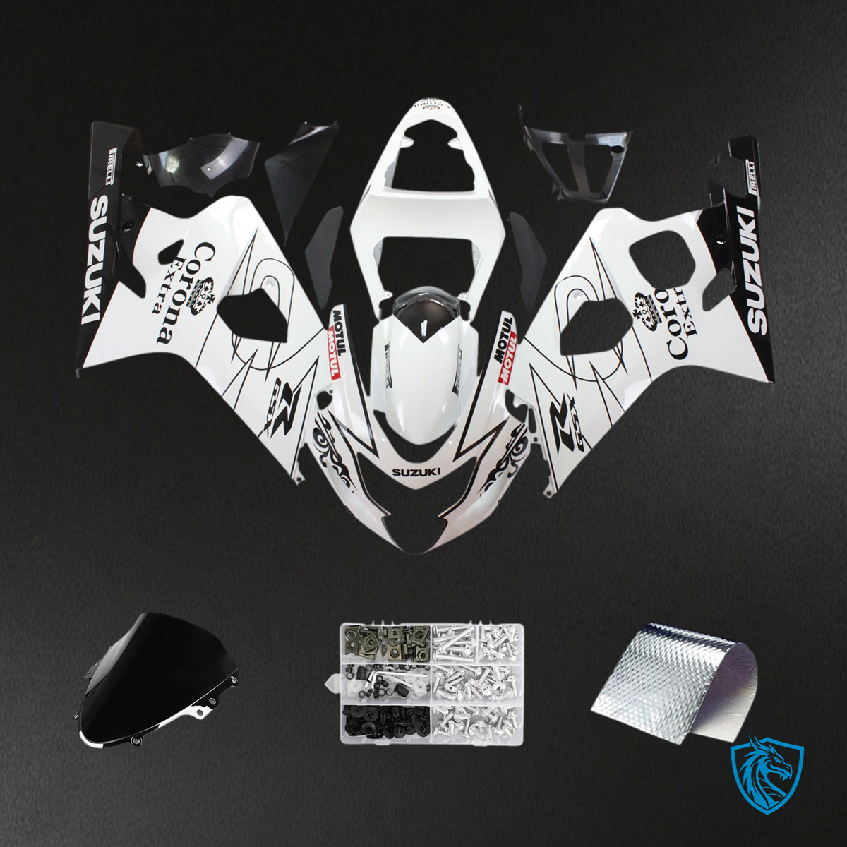 Suzuki GSXR 600-750 (2004-2005) Alstare Corona Racing White - Fairing Kit