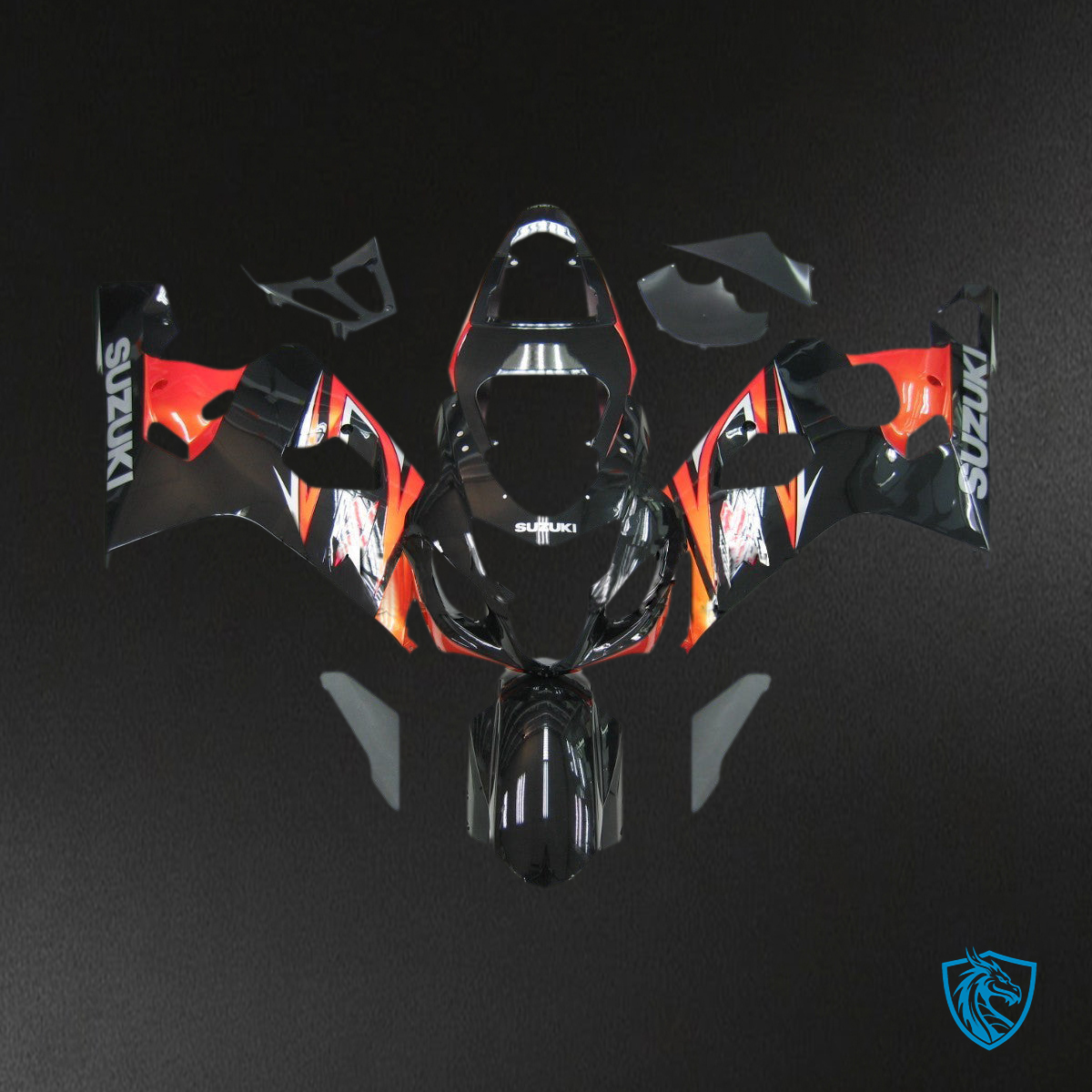 Suzuki GSXR 600-750 (2004-2005) Black & Orange Racing Generic - Fairing Kit | ABS Bodywork