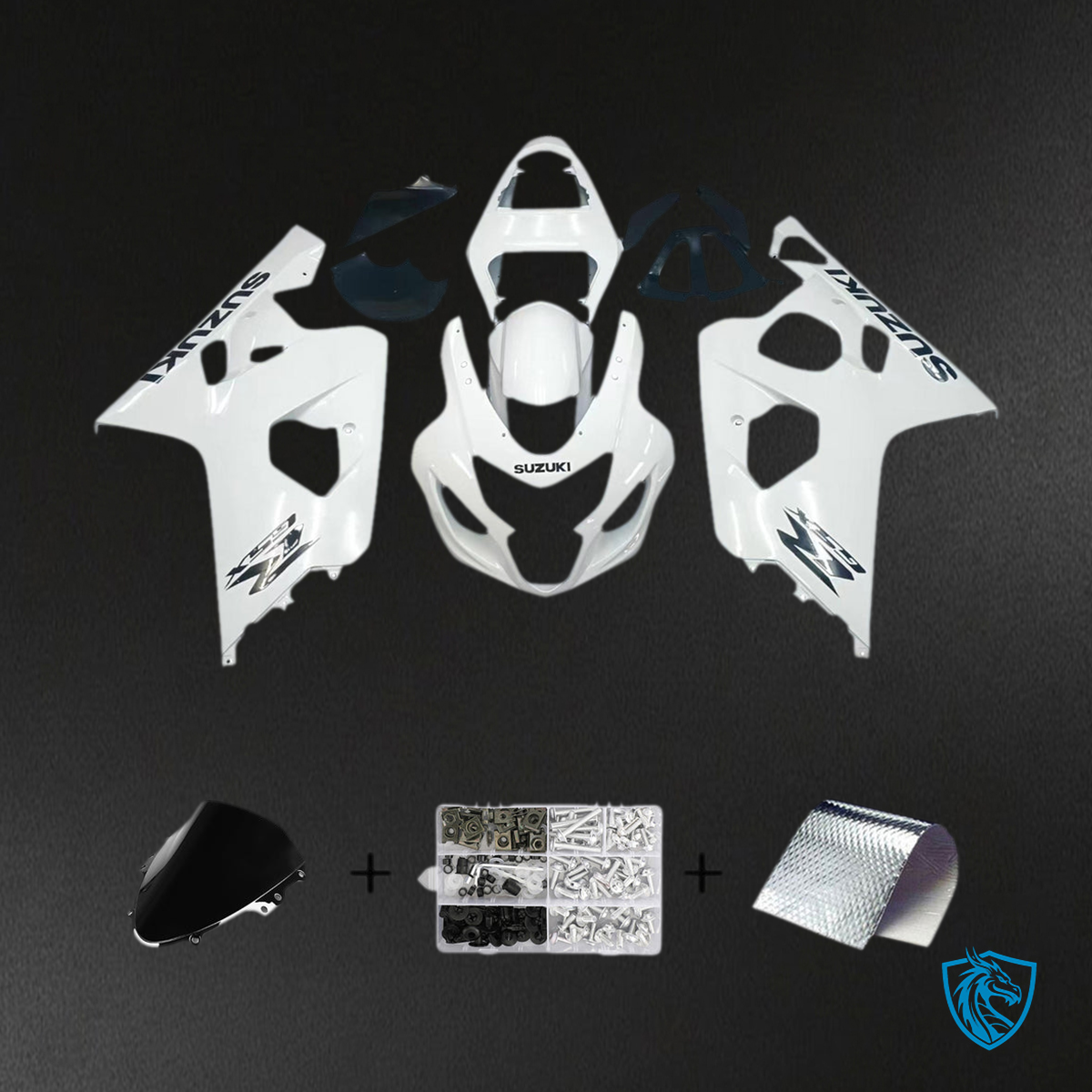 Suzuki GSXR 600-750 (2004-2005) White Metallic Racing Generic Fairing Kit | ABS Bodywork