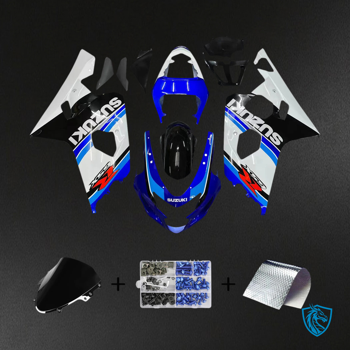 Suzuki GSXR 600-750 (2004-2005) White & Blue - Fairing Kit