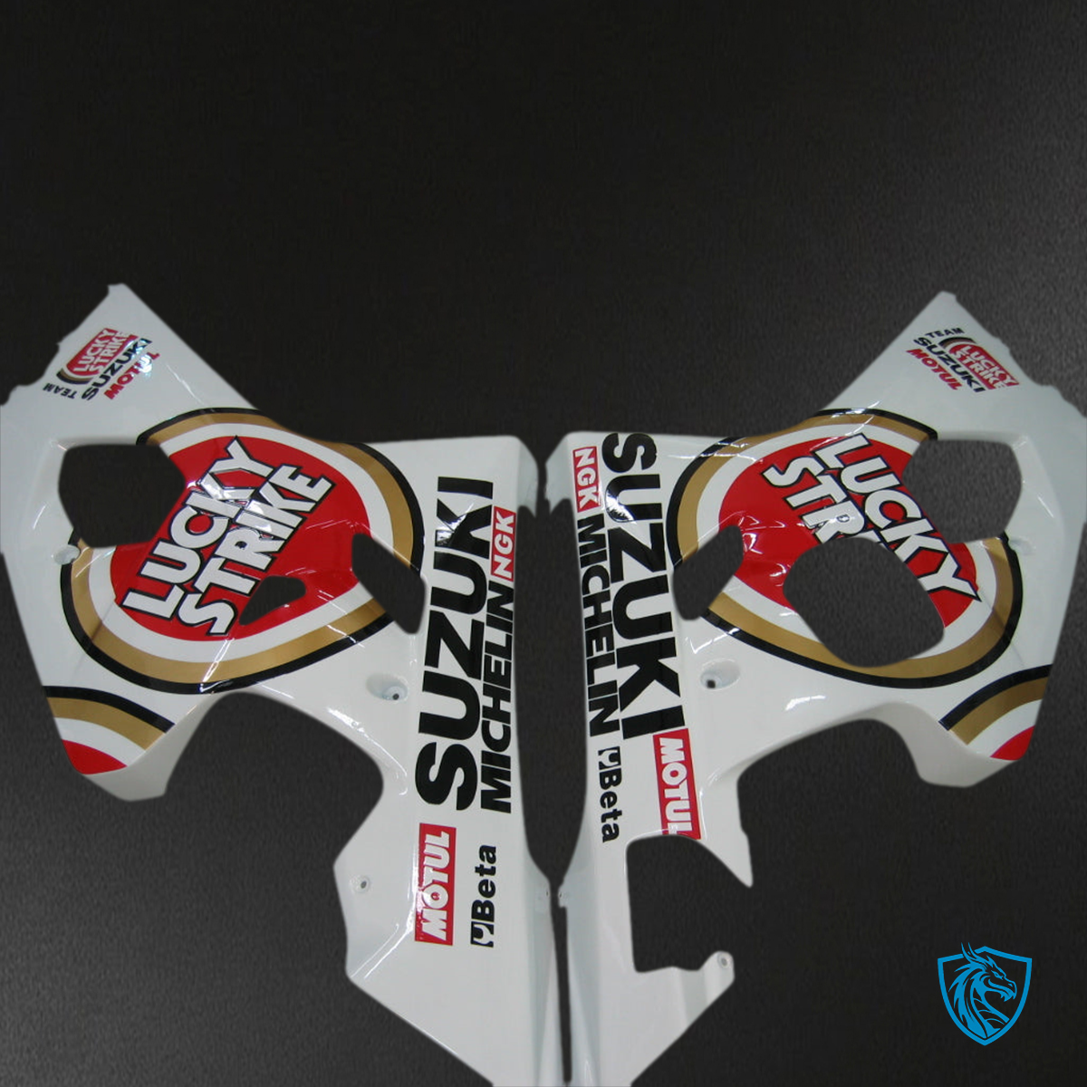 Suzuki GSXR 600-750 (2004-2005) White & Red Lucky Strike - MERGEment Motorcycle Fairings Kit