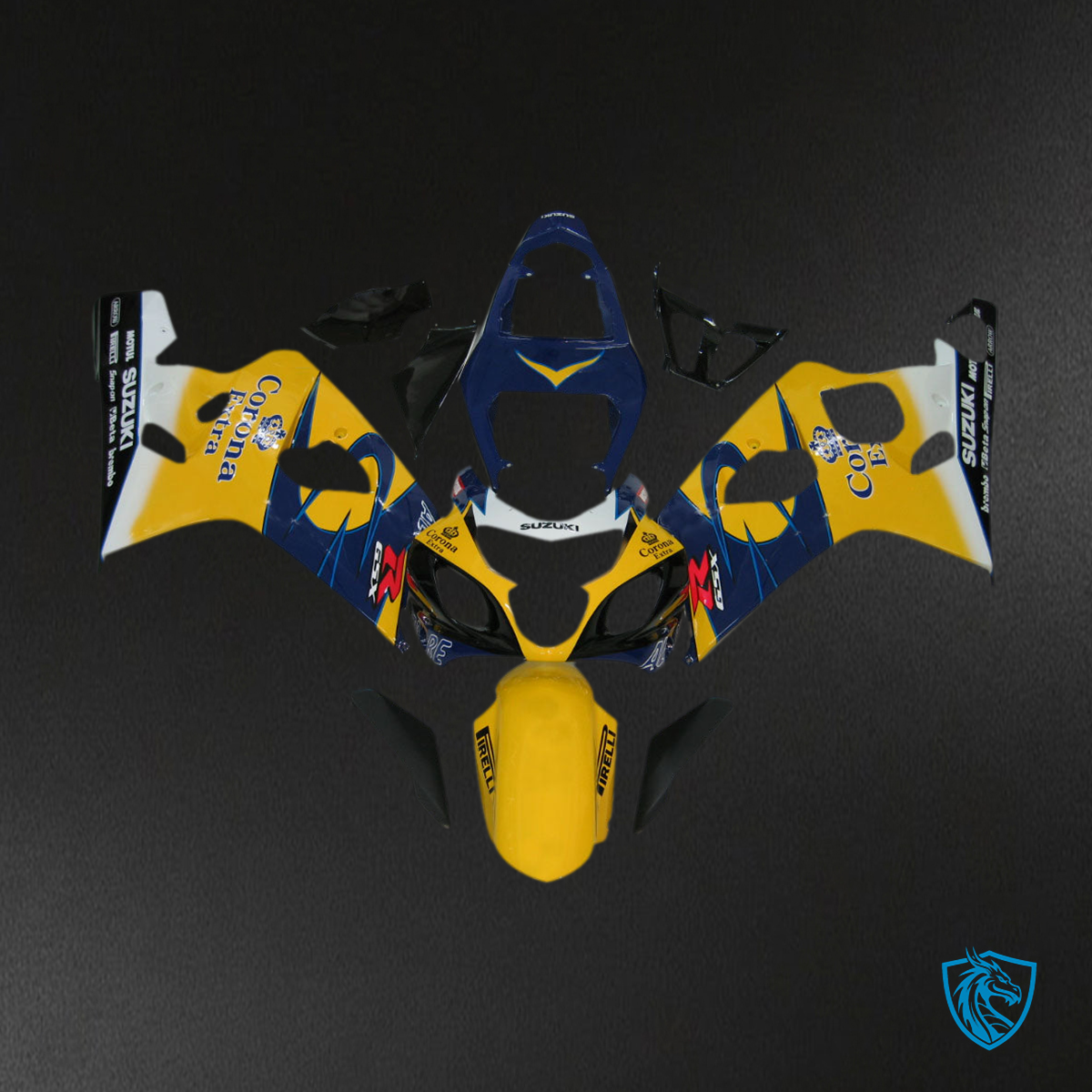 Suzuki GSXR 600-750 (2004-2005) Yellow & Blue Corona - MERGEment Motorcycle Fairings Kit