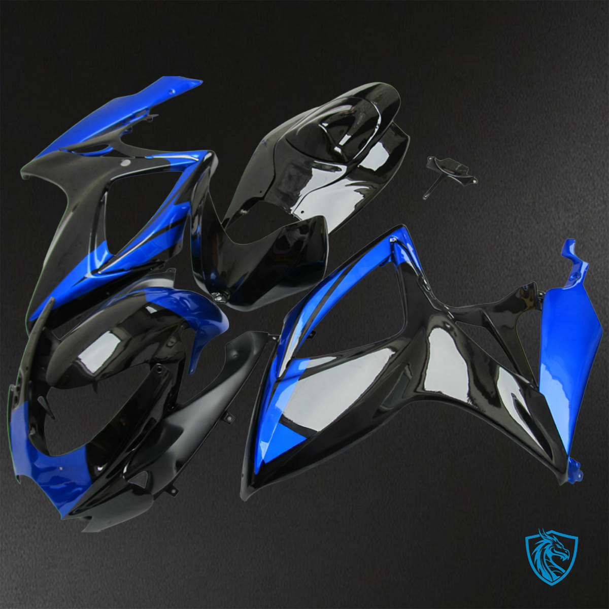 Suzuki GSX-R600/750 (2006-2007) Black & Blue Fairings Kit - Aftermarket ABS Bodywork
