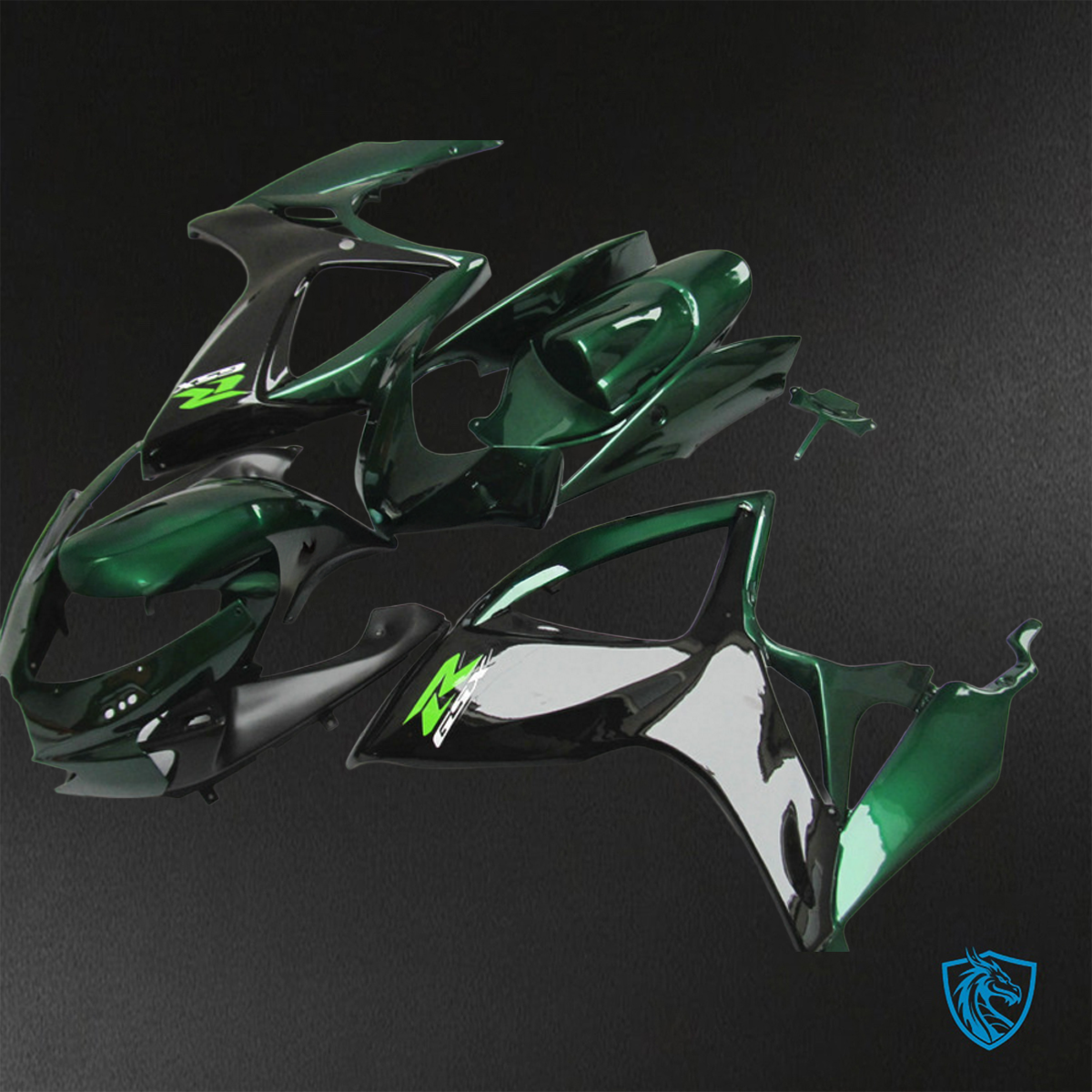 Suzuki GSX-R600/750 (2006-2007) Black & Green ABS Bodywork - Fairings Kit