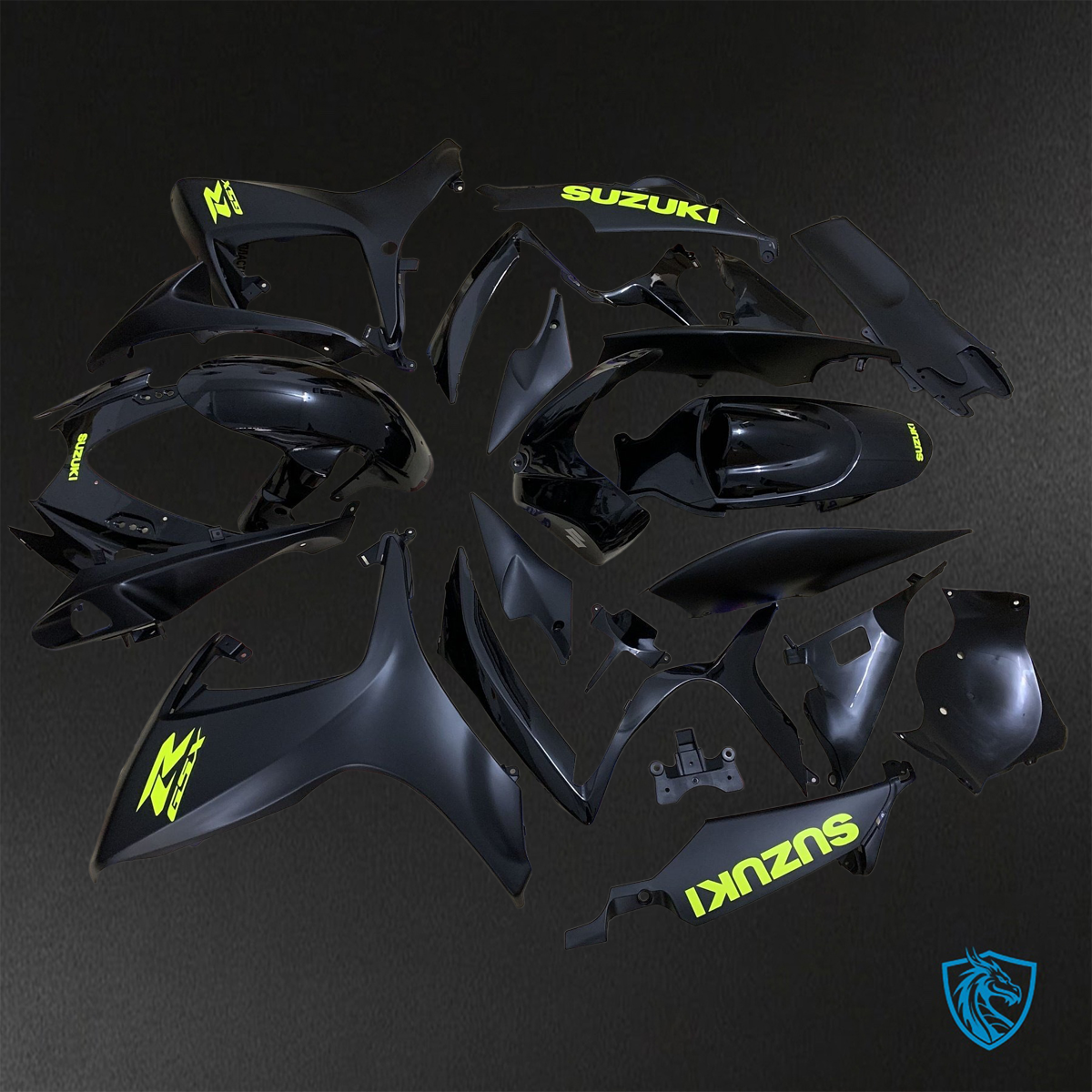 Suzuki GSX-R600/750 (2006-2007) Black & Green - Custom ABS Fairing Kit