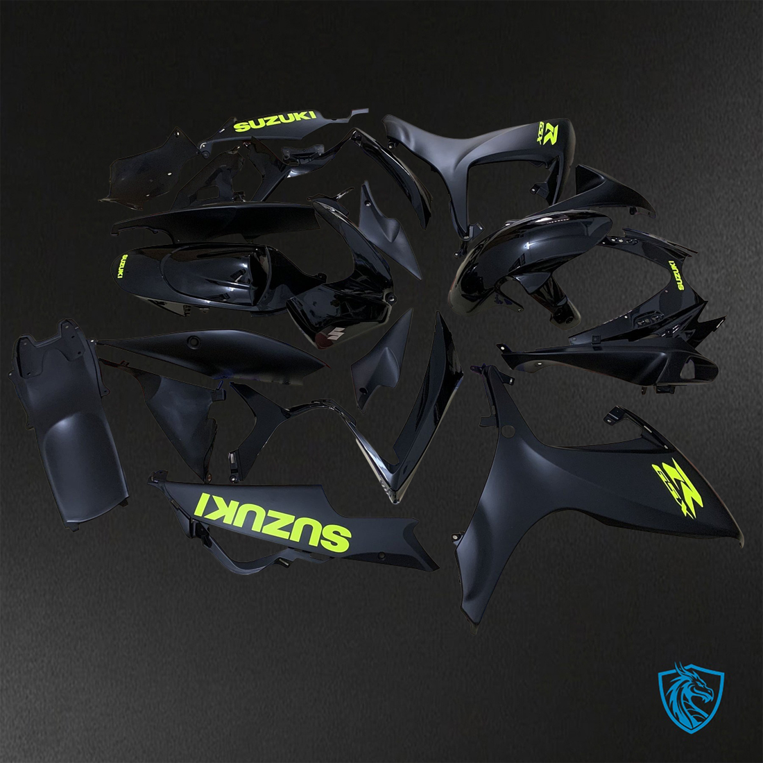 Suzuki GSX-R600/750 (2006-2007) Black & Green - Custom ABS Fairing Kit