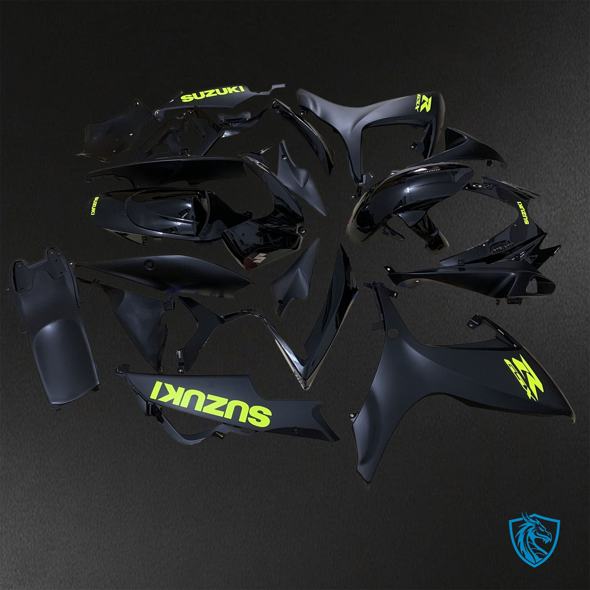 Suzuki GSX-R600/750 (2006-2007) Black & Green - Custom ABS Fairing Kit