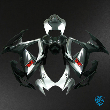 Suzuki GSX-R600/750 (2006-2007) Black & Silver Fairings Kit - Aftermarket ABS Bodywork