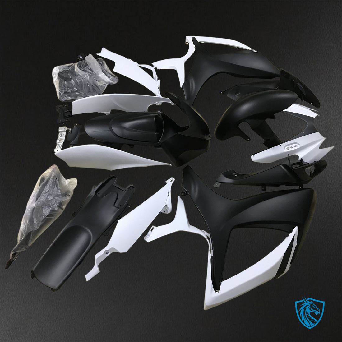Suzuki GSX-R600/750 (2006-2007) Black & White - Replacement Motorcycle Fairings Kit