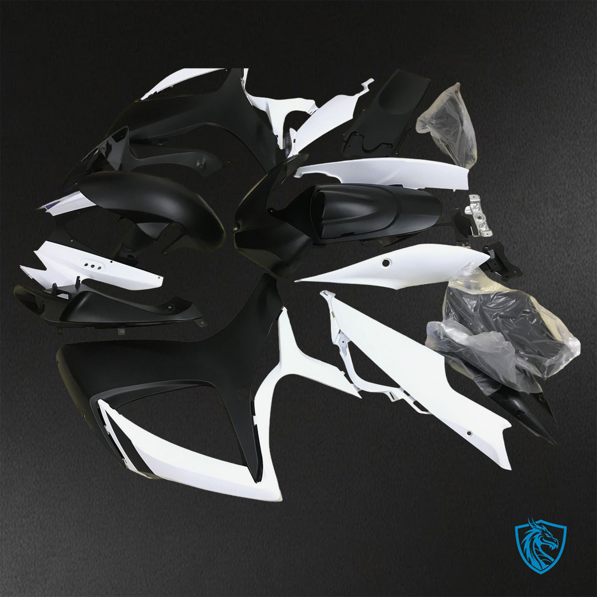 Suzuki GSX-R600/750 (2006-2007) Black & White - Replacement Motorcycle Fairings Kit