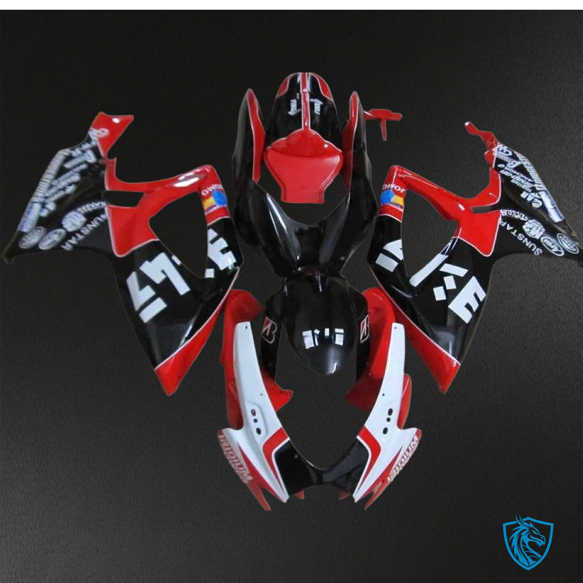 Suzuki GSX-R600/750 (2006-2007) Black, White & Red ABS Bodywork - Fairings Kit